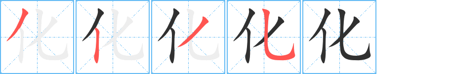 化的笔顺分步演示图