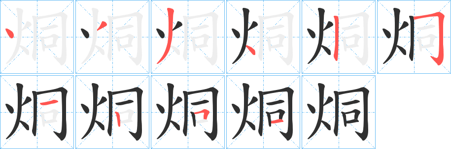 烔的笔顺分步演示图