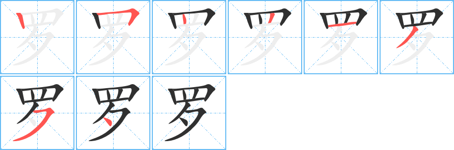 罗的笔顺分步演示图