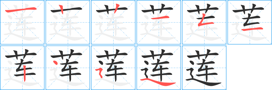 莲的笔顺分步演示图