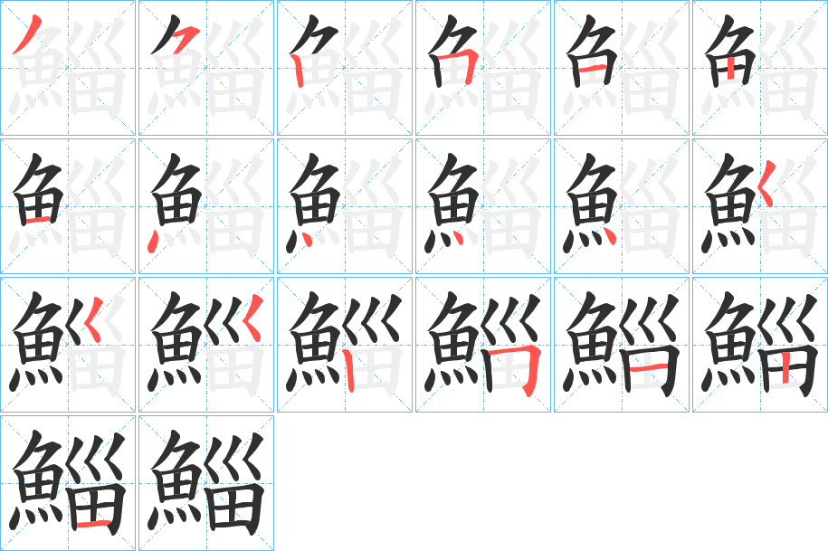 鯔的笔顺分步演示图