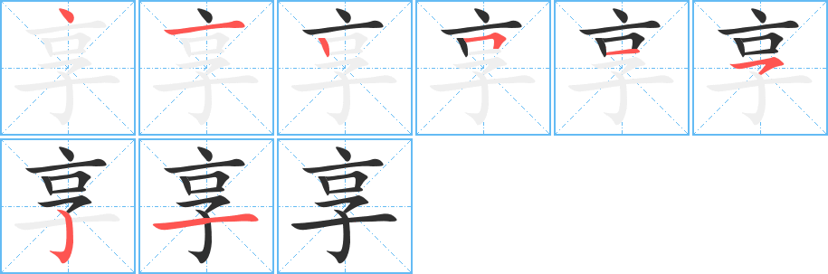 享的笔顺分步演示图