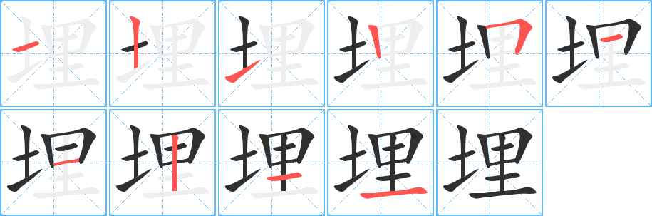 埋的笔顺分步演示图