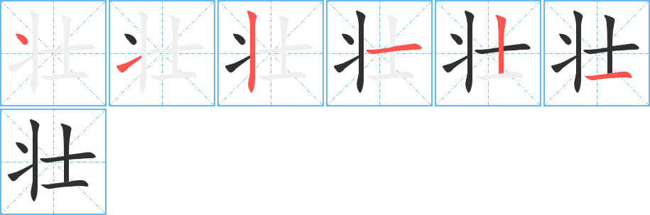 壮的笔顺分步演示图