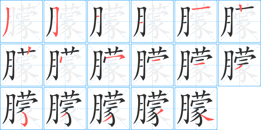 朦的笔顺分步演示图