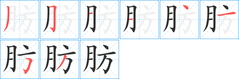 肪的笔顺分步演示图