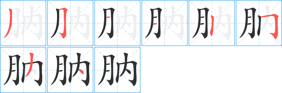 肭的笔顺分步演示图