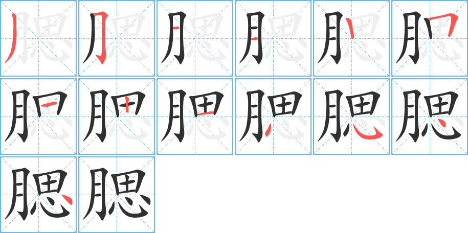 腮的笔顺分步演示图