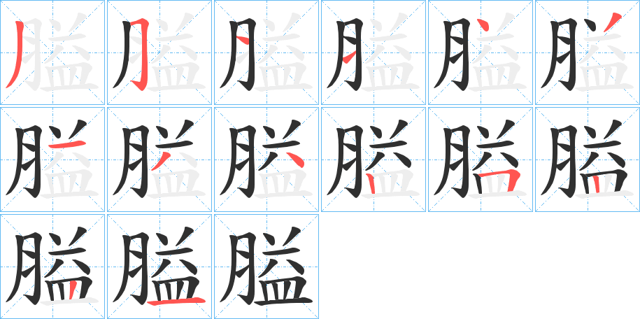 膉的笔顺分步演示图