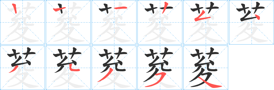 荾的笔顺分步演示图