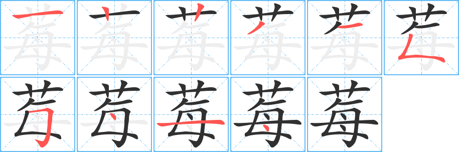 莓的笔顺分步演示图