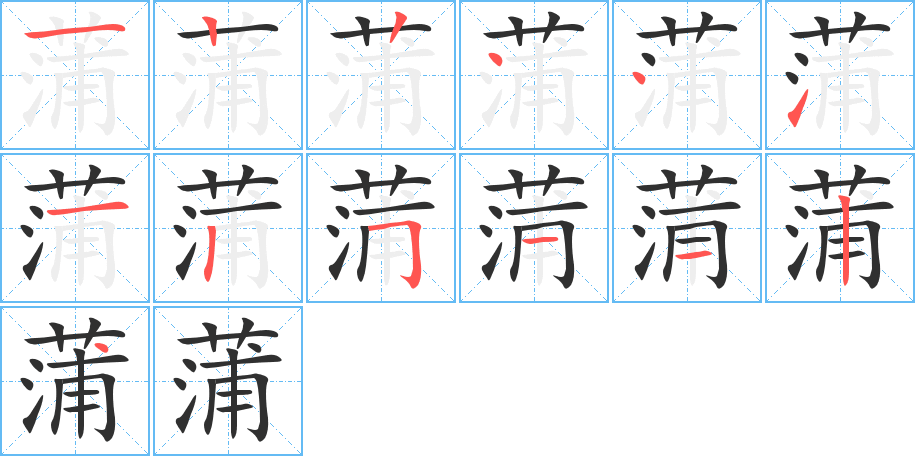 蒲的笔顺分步演示图