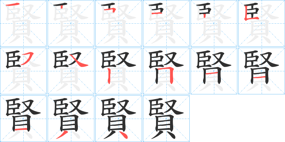 賢的笔顺分步演示图