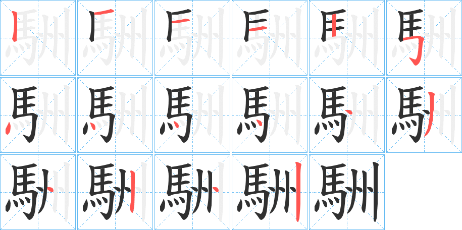 駲的笔顺分步演示图