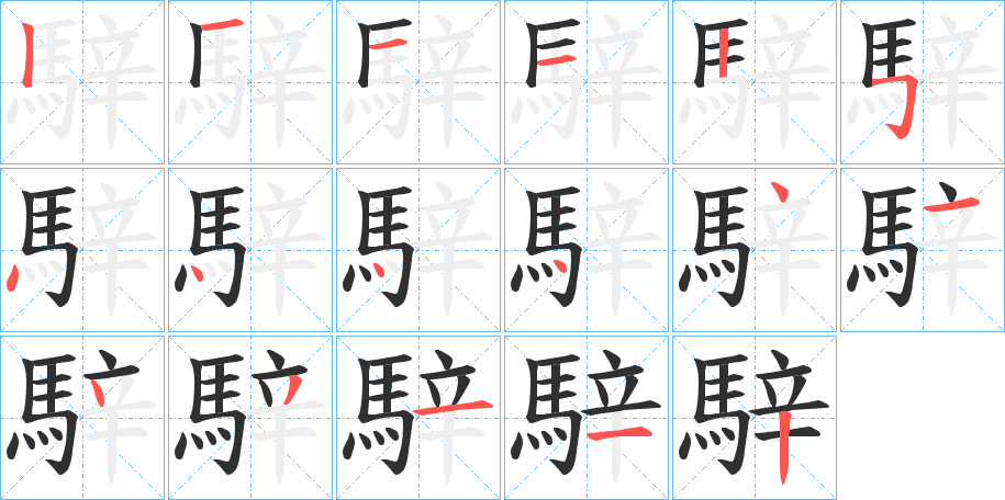 騂的笔顺分步演示图