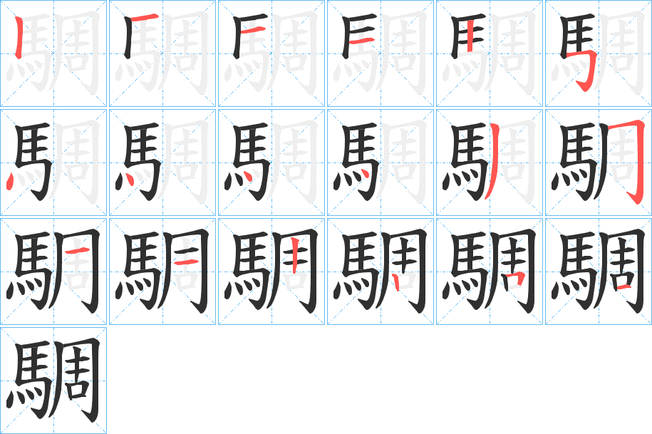 騆的笔顺分步演示图