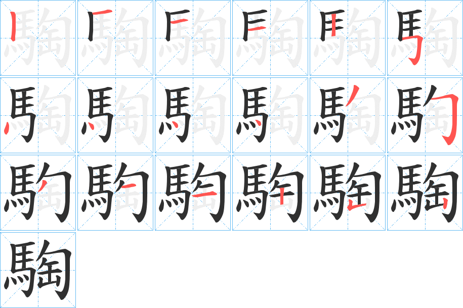 騊的笔顺分步演示图