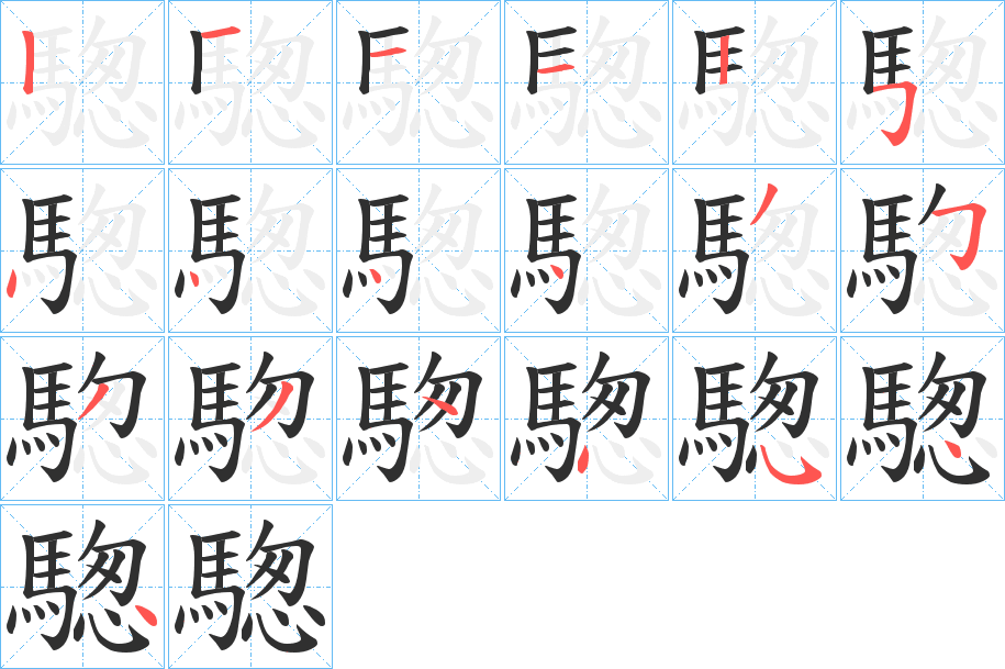 騘的笔顺分步演示图