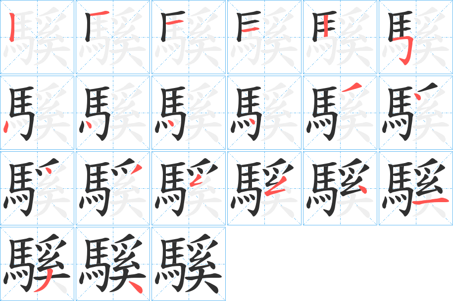 騱的笔顺分步演示图