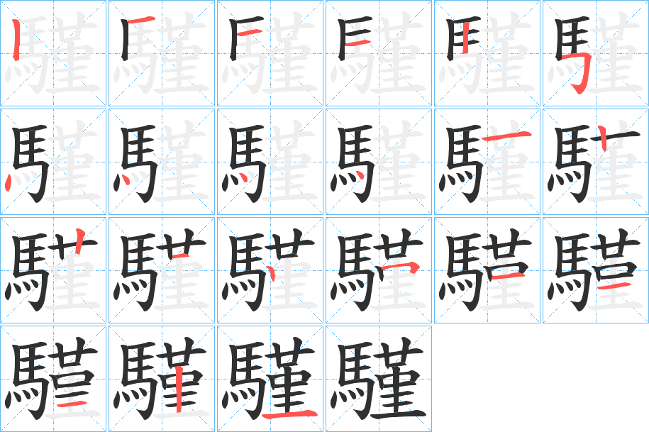 騹的笔顺分步演示图