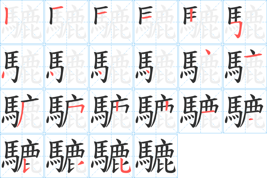 騼的笔顺分步演示图