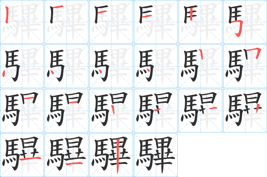 驆的笔顺分步演示图