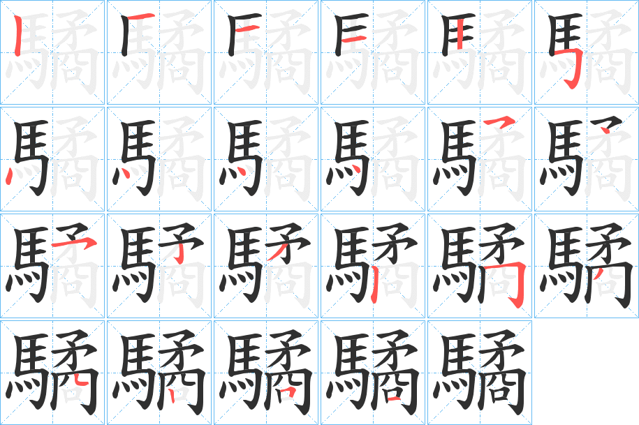 驈的笔顺分步演示图