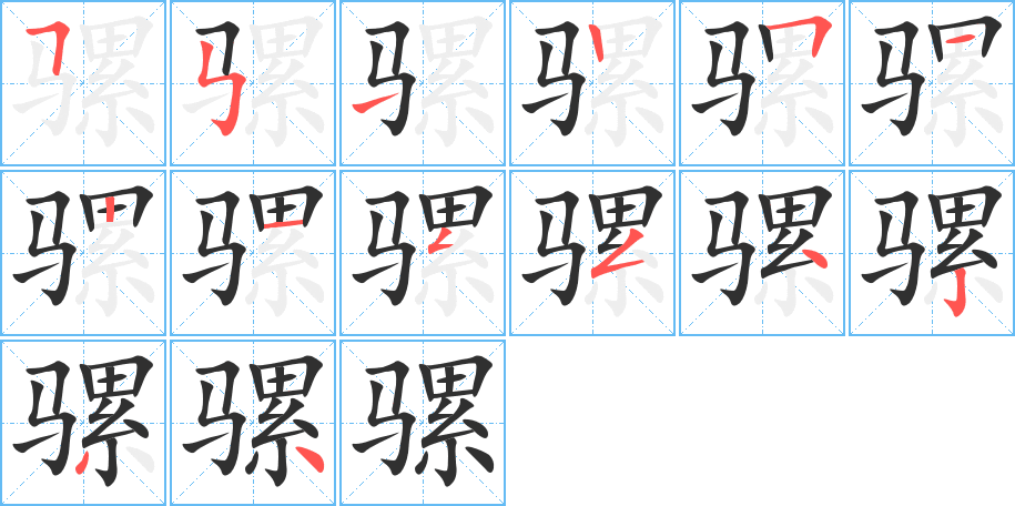 骡的笔顺分步演示图