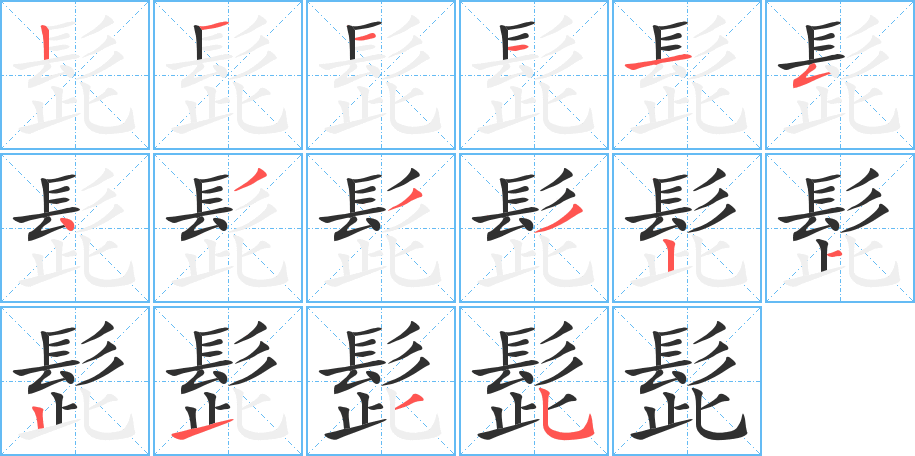 髭的笔顺分步演示图