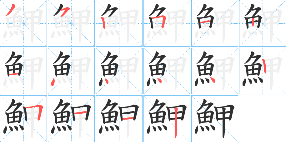 魻的笔顺分步演示图