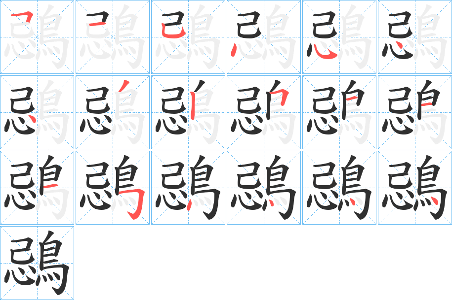 鵋的笔顺分步演示图